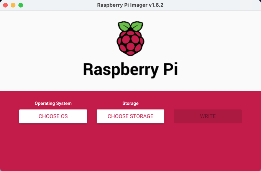 Raspberry Pi Imager 起動画面
